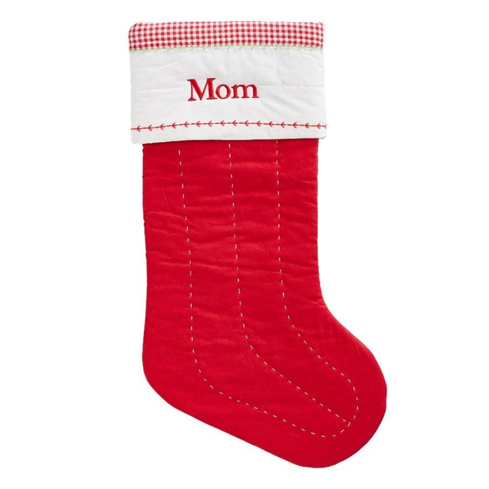 Mom Medium Solid Quilted Christmas Stocking